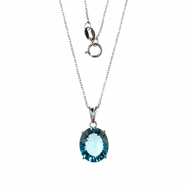 Sterling Silver Created Aquamarine Necklace