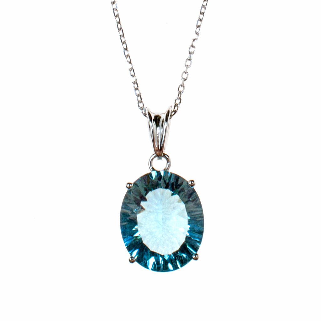 Sterling Silver Created Aquamarine Necklace