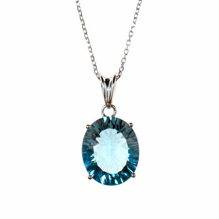 SS Aquamarine Nugget Bar Pendant