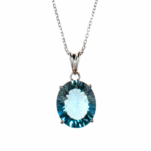 Sterling Silver Created Aquamarine Necklace