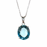 Sterling Silver Created Aquamarine Necklace