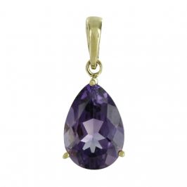 14K Yellow Gold Amethyst 7mm x 10mm Pear Pendant