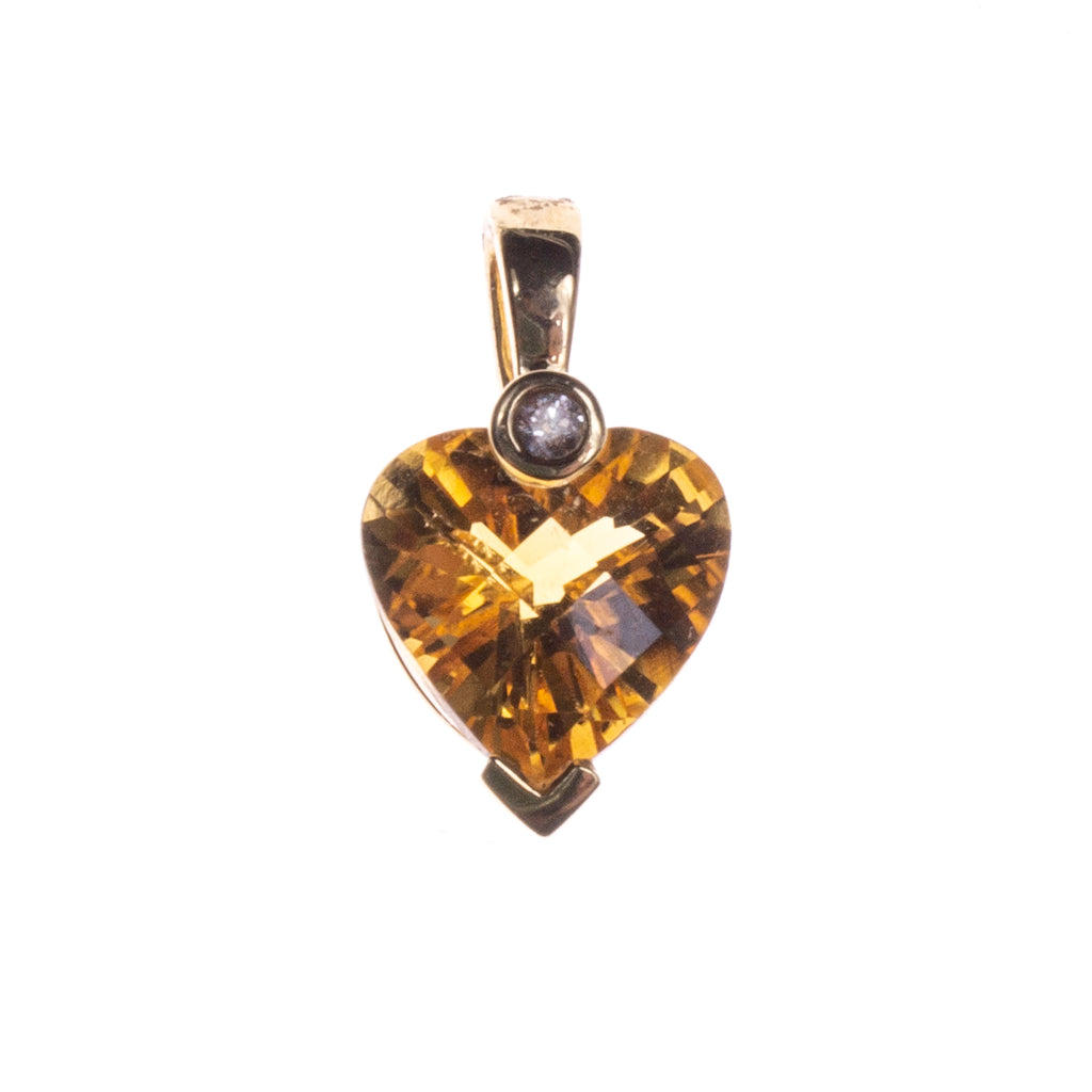 14K Citrine Heart Pendant