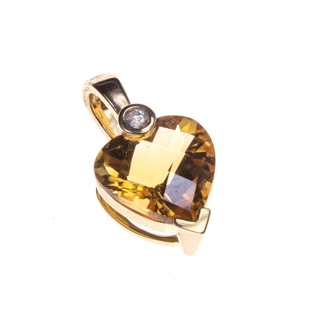 14K Citrine Heart Pendant