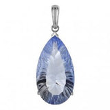 Sterling Silver Blue Quartz 15mm x 27mm Pear Pendant