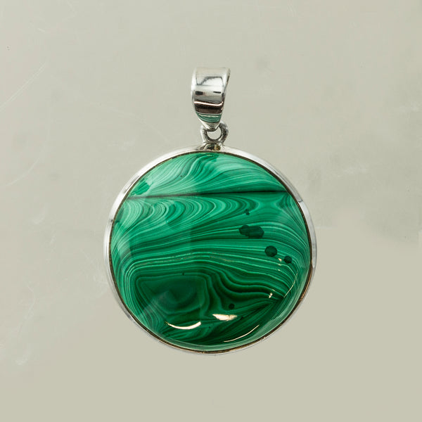 SS Malachite Circle Pendant