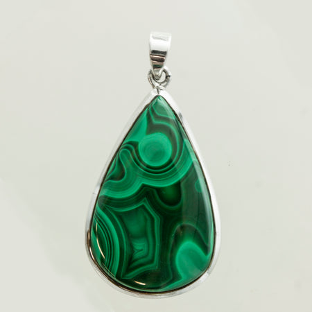 SS Malachite Circle Pendant