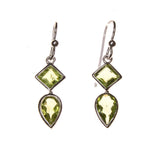 SS Square and Pear Peridot Earrings
