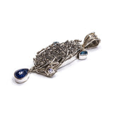 SS Black Druzy, Kyanite & Blue Topaz Twig Pendant