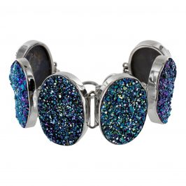 Sterling Silver Titanium Druzy Quartz Bracelet