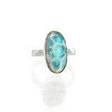 SS Larimar Oval Bezel Ring (Size 9)