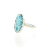 SS Larimar Oval Bezel Ring (Size 9)