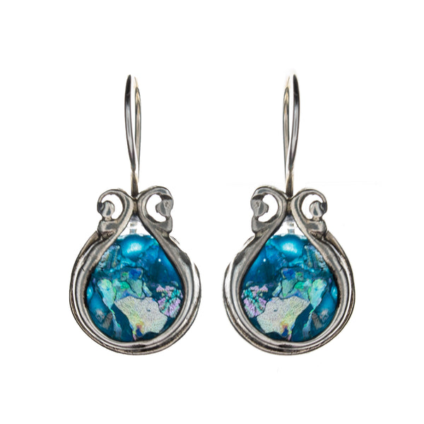 Sterling Silver Roman Glass Earrings