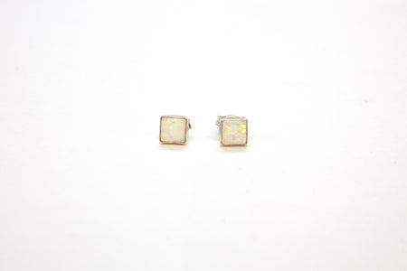 SS Created Opal Circle Cross Earrings