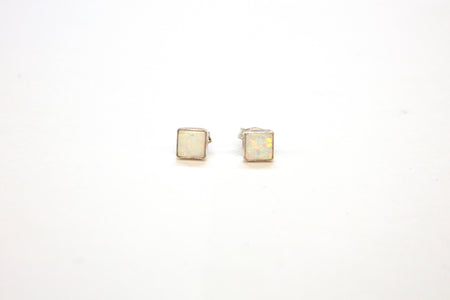 SS Created Opal Pink Circle Studs