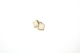 SS Created Opal White Stud Square Earrings