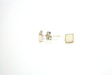 SS Created Opal White Stud Square Earrings