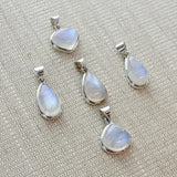 SS Extra Small Indian Rainbow Moonstone Pendants