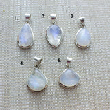 SS Small Indian Rainbow Moonstone Cabochon Pendants