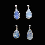 SS Medium Indian Rainbow Moonstone Pear Pendants