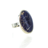 SS Sodalite Oval Bezel Ring (Size 7)
