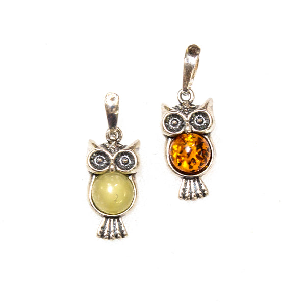 SS Amber Owl Pendants