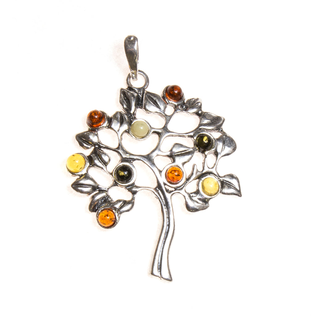 SS Amber Fruiting Tree of Life Pendant
