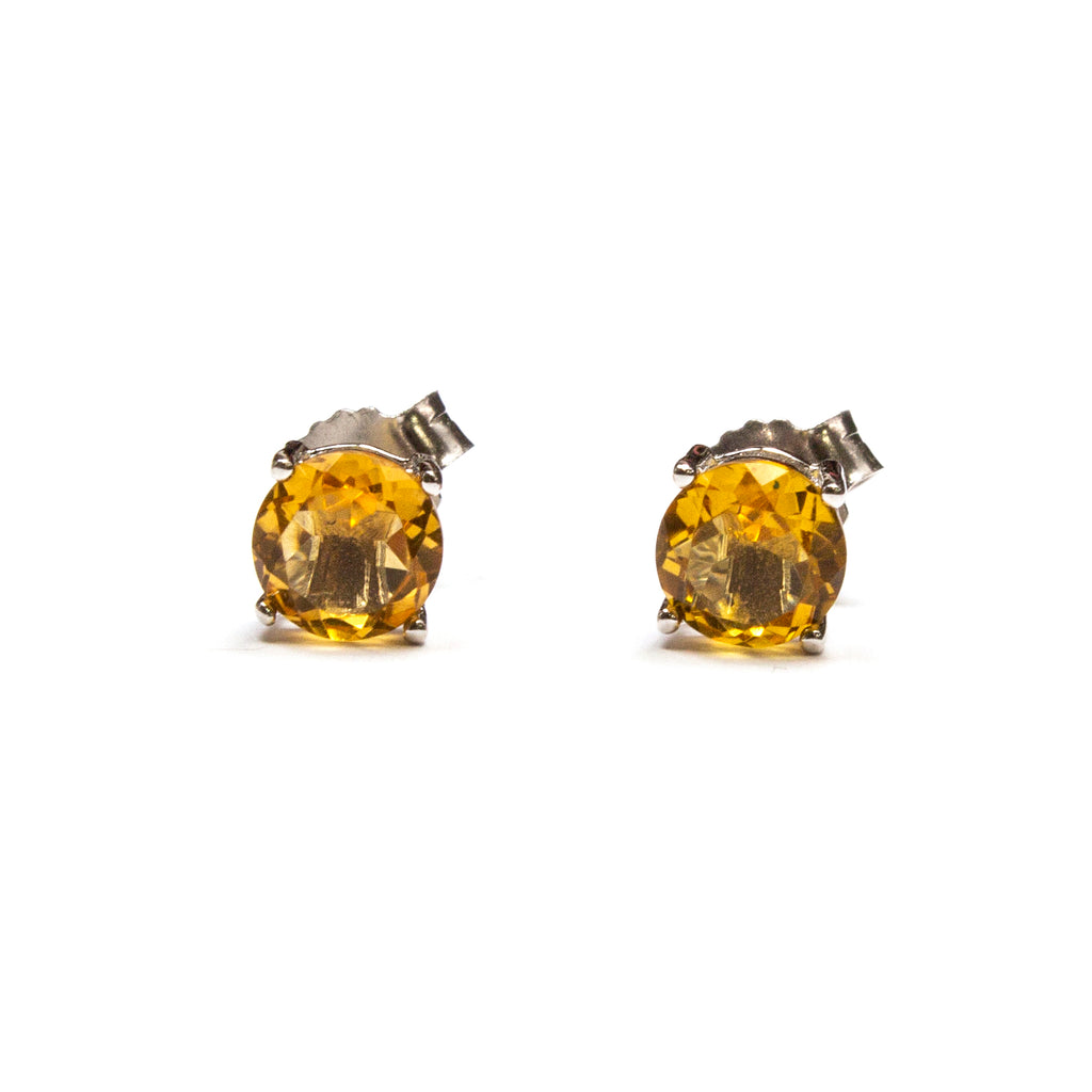 SS 6mm Round Created Citrine Studs