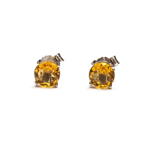 SS 6mm Round Created Citrine Studs