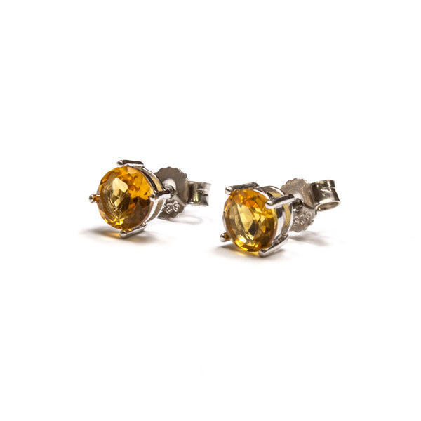 SS 6mm Round Created Citrine Studs