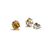 SS 6mm Round Created Citrine Studs
