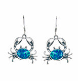 Sterling Silver Blue Opal Crab Earrings