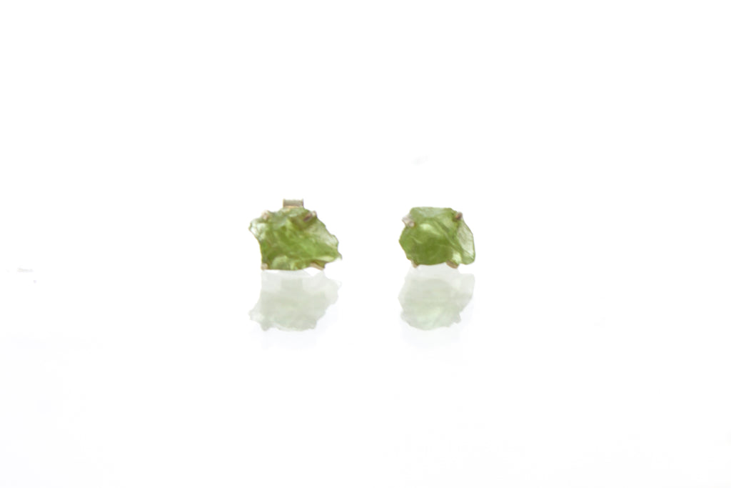 SS Peridot Rough Nugget Studs