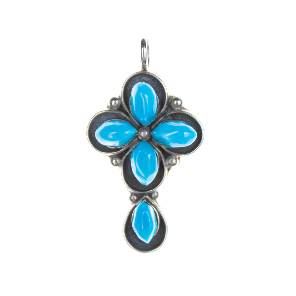 Sterling Silver Cross Turqoise Pendant