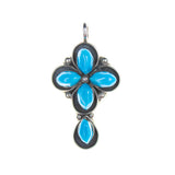 Sterling Silver Cross Turqoise Pendant