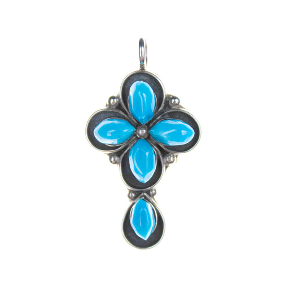 Sterling Silver Cross Turqoise Pendant
