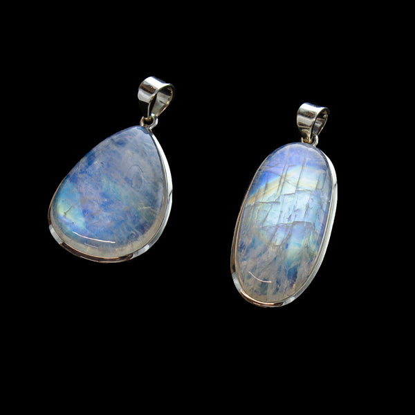 SS Large Indian Rainbow Moonstone Pendants