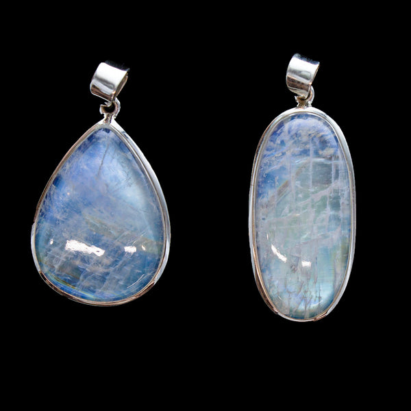 SS Large Indian Rainbow Moonstone Pendants