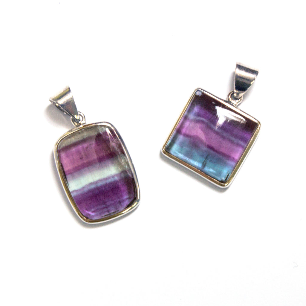 SS Fluorite Bezel Pendants