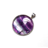 SS Large Round Striped Fluorite Pendant