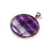 SS Large Round Striped Fluorite Pendant