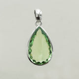 SS Green Amethyst Pear Bezel Pendant