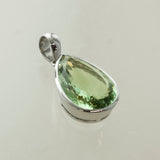 SS Green Amethyst Pear Bezel Pendant