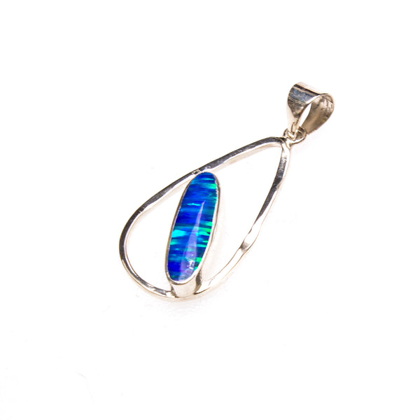 SS Created Opal Pear Pendant