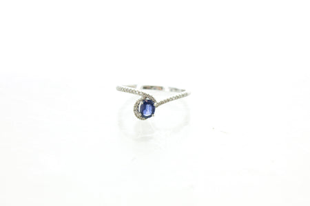 14K White Gold Blue Topaz Square Necklace