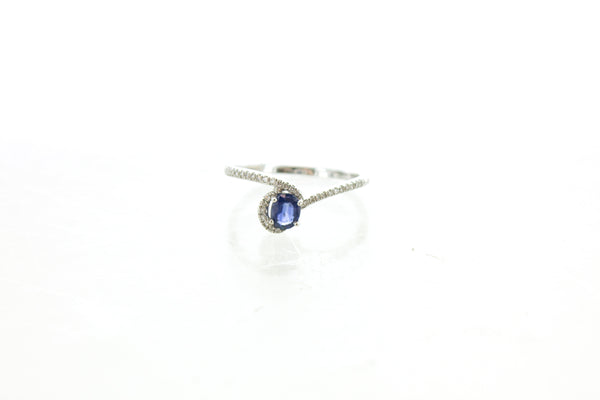 14KW Sapphire and Diamond Waves Ring