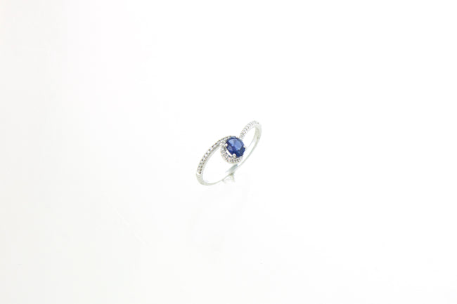 14KW Sapphire and Diamond Waves Ring