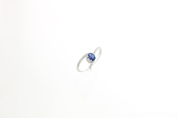 14KW Sapphire and Diamond Waves Ring