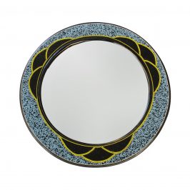Wood Mirror Black Dotted Aluminum Round from Ghana