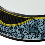 Wood Mirror Blue Beaded Round from Ghana